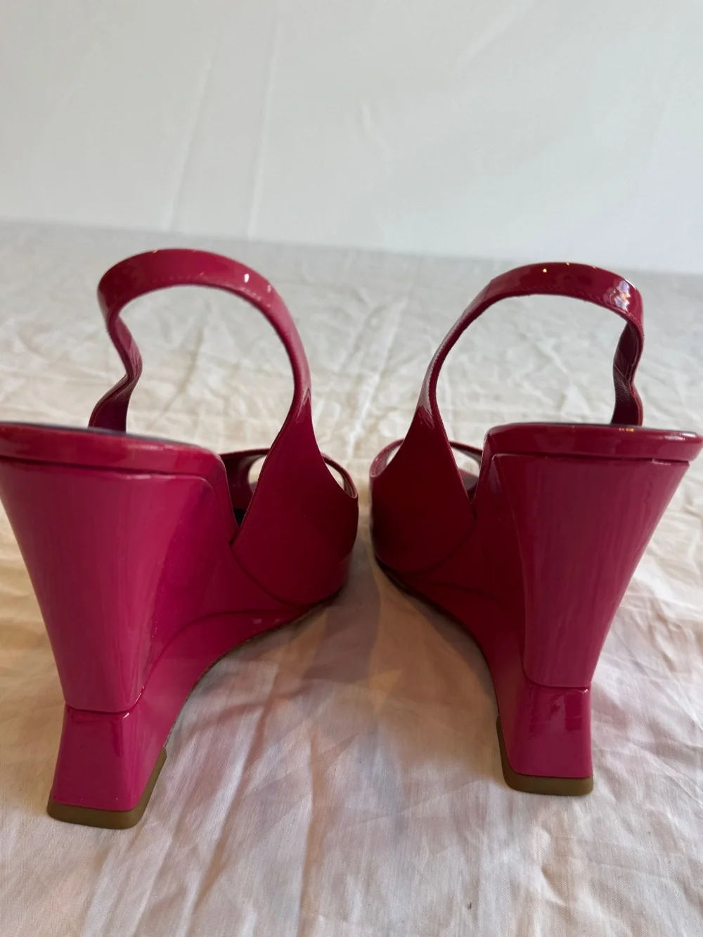 Miu Miu Hot Pink Patent Leather Slingback Wedges